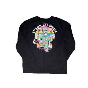 Retrofit Skeleton Crewneck Sweatshirt Men L Black Graphic Halloween On The House